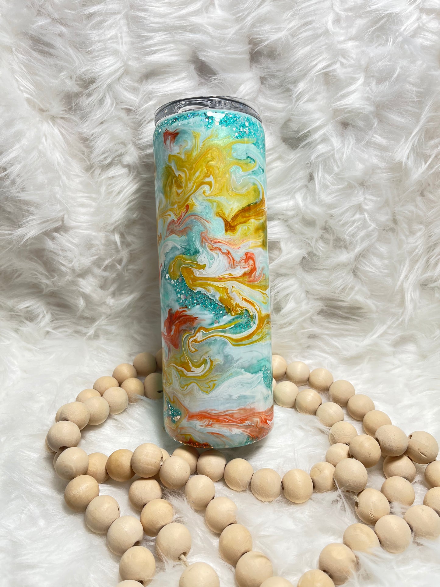 RTS {Teach Love Inspire/ Blue Glitter} 20oz Tumbler