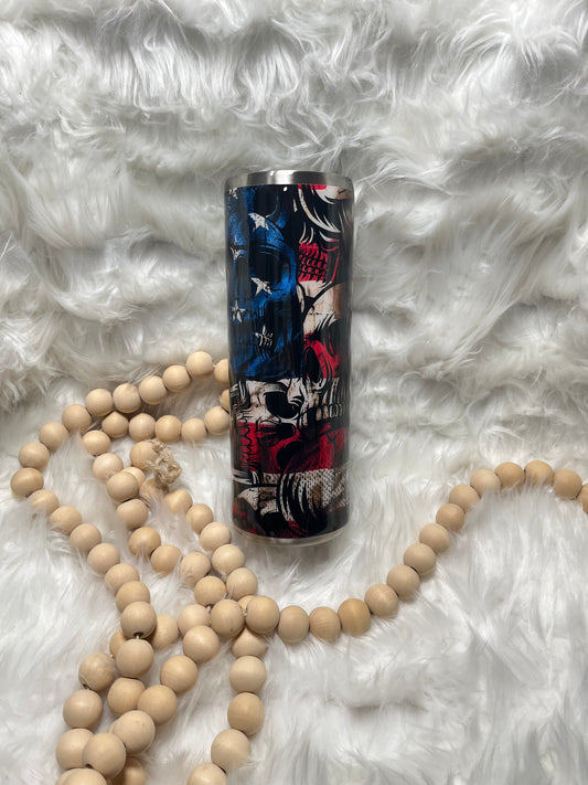 RTS {Skull American Flag} 20oz Tumbler