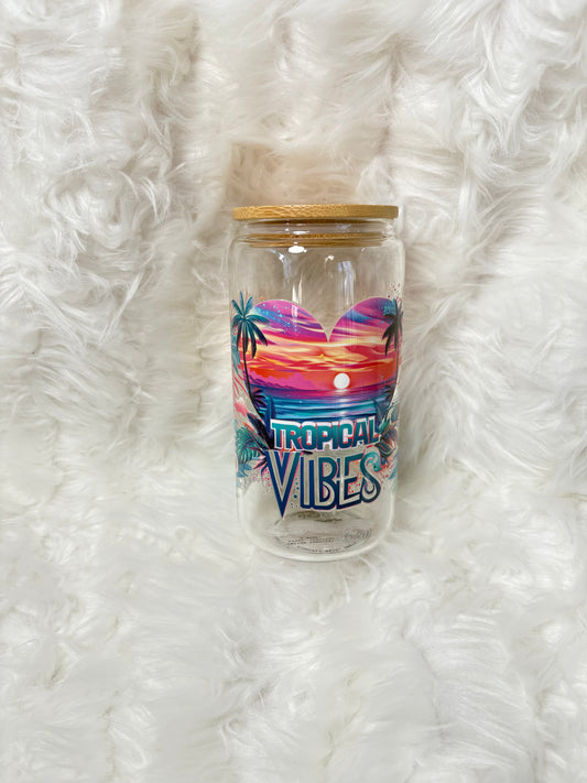 RTS Glass 16oz Tumbler {Tropical Vibes}