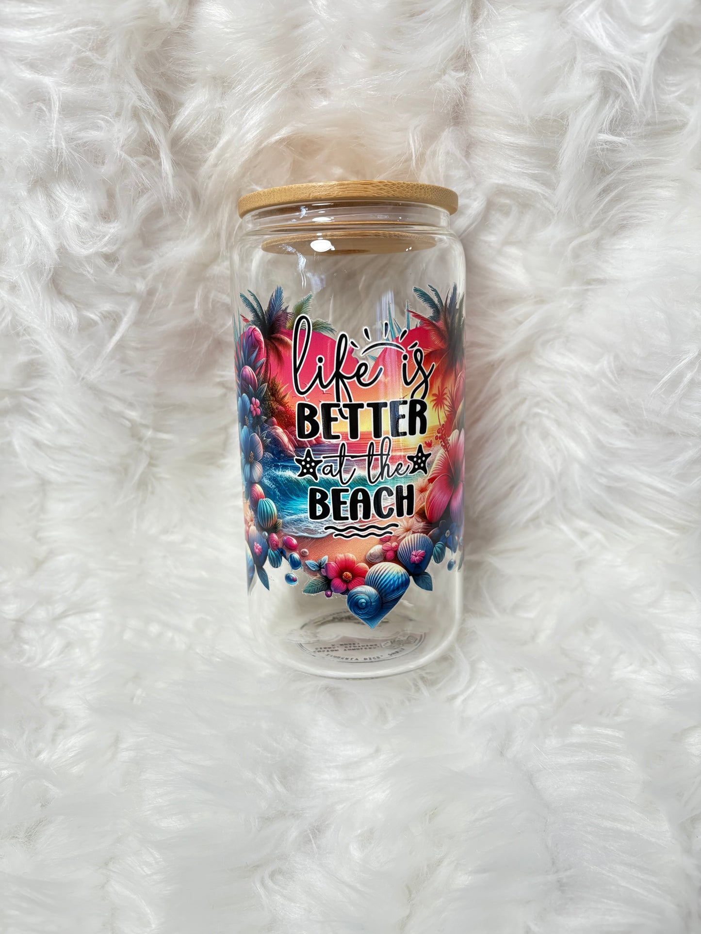 RTS Glass 16oz Tumbler{Life is Better at the Beach}